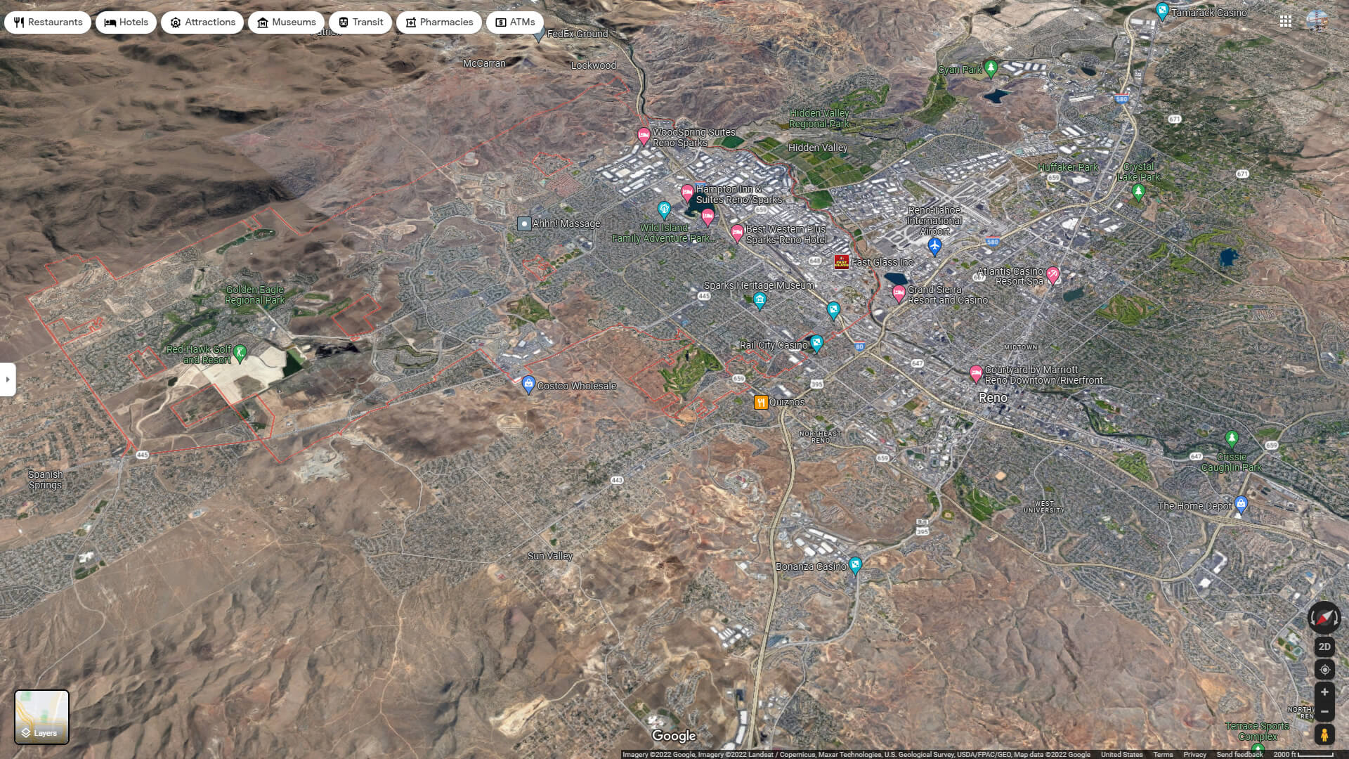 Sparks Aerial Map Nevada